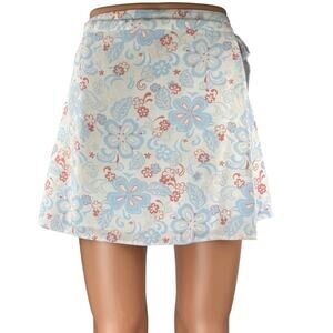 Aritzia Sunday Best White Floral Tie Waist Mini Wrap A-Line Skirt Skort Size XS